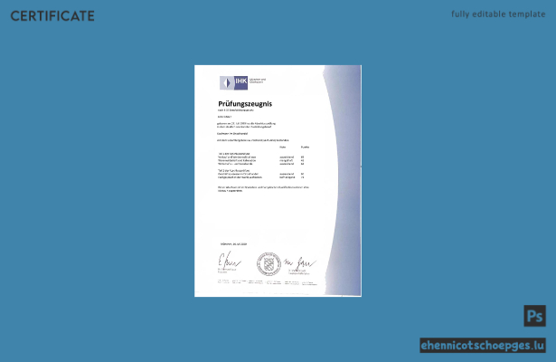 IHK München Prüfungszertifikat Deutschland – Word- und PDF-Beispielvorschau